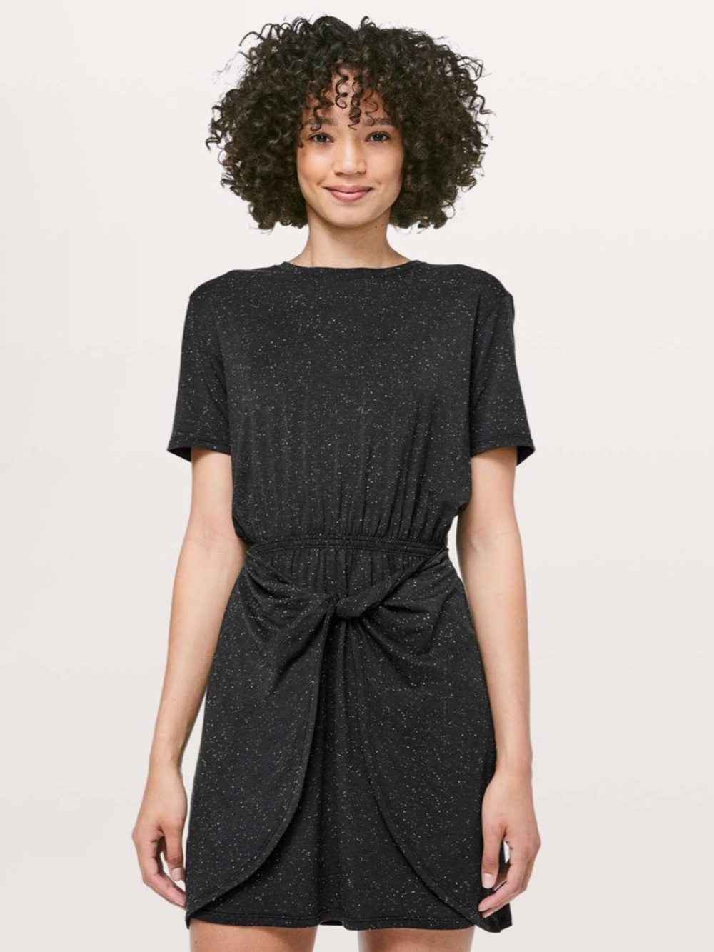 LULULEMON Unwind Your Mind Dress Short Sleeve Black White Sweat Wick Size 10